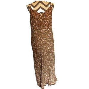 Old Navy Cami Dress Floral Brown Babydoll Strappy Womens Large Tall Y2K Cottage